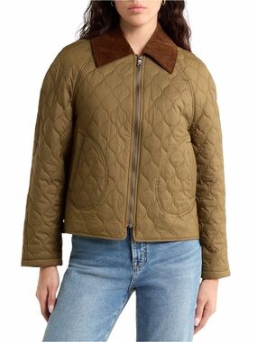 AVEC LES FILLES Quilted barn jacket in military Size L